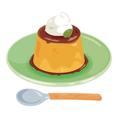 皿に盛られたかぼちゃプリン