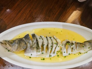 steamed fish on a plate