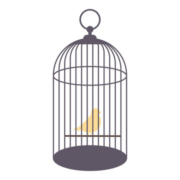 recommend clip art: Bird in cage icon isolated on white background