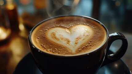 Steaming Cappuccino with Heart Design
