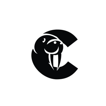 recommend clip art: Letter C Walrus logo icon vector