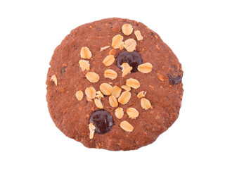 Chocolate cookies with cereals on transparent png