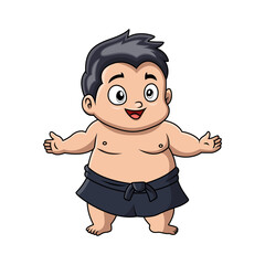 Cute boy sumo cartoon happy