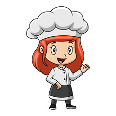 girl cartoon wearing costume chef