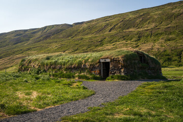 The turf houses of Hjarðarhagi farm in Iceland