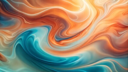 Obraz premium Swirling abstract pattern in orange and teal tones with fluid design