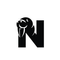 Letter N Walrus logo icon vector