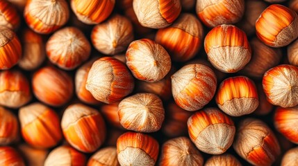 Hazelnuts forming a textured background of healthy food