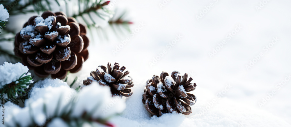 Canvas Prints Pine Cones In The Snow