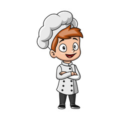 Boy cartoon wearing costume chef