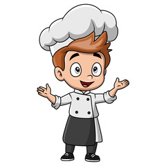 Boy cartoon wearing costume chef