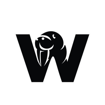 recommend clip art: Letter W Walrus logo icon vector