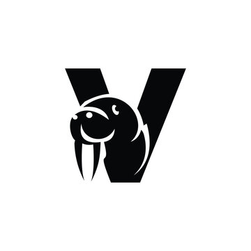 recommend clip art: Letter V Walrus logo icon vector