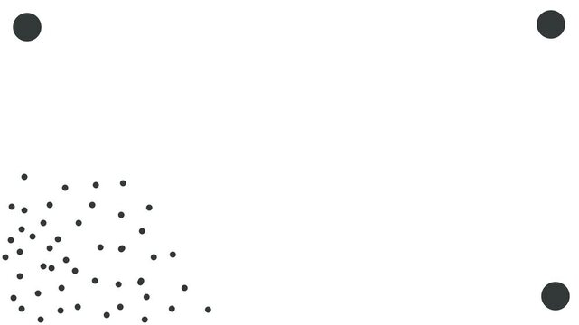 In the lower corner of the image, tiny dots flicker like a swarm of insects or a colony of microbes. In other corners, large circles move.