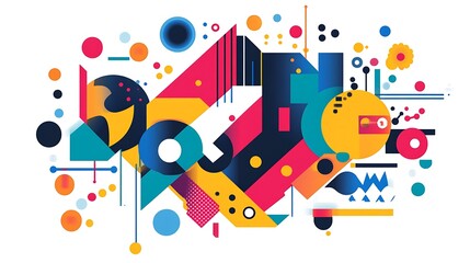 Obraz premium Colorful abstract geometric shapes design with different forms and patterns.