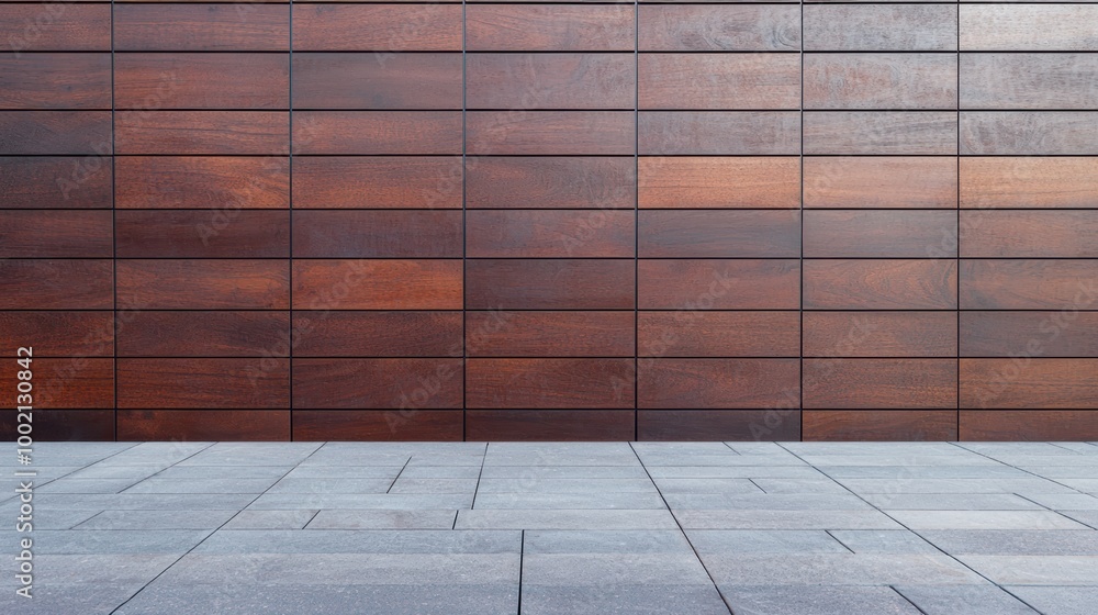 Aufkleber modern architectural cladding: 3d wooden wall with horizontal stripe pattern texture