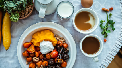 Pumpkin puree with dried fruits and nuts
