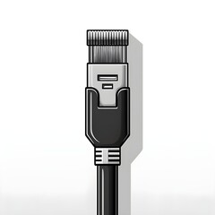 RJ45 LAN Icon Black Isolated in White Background. Lan Computer Logo Symbol Vector Design for Graphic Resources