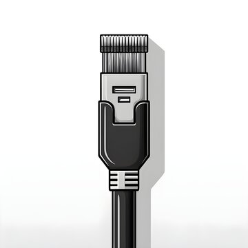 RJ45 LAN Icon Black Isolated in White Background. Lan Computer Logo Symbol Vector Design for Graphic Resources