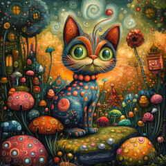 Feline Fantasy: Whimsical Cat in Wonderland