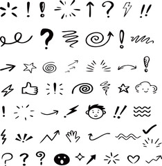Line hand drawn doodle expression elements