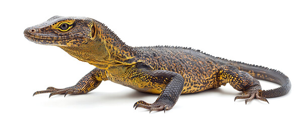 Fototapeta premium The yellow-spotted monitor, also known as the New Guinea Argus monitor, displayed on a white background