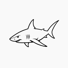 Naklejka premium Minimalist Line Art of a Shark in Motion