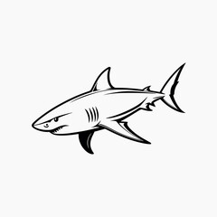 Obraz premium Minimalist Line Art of a Shark in Motion