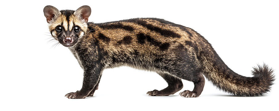 Closeup of the Asian palm civet, a nocturnal mammal native to Southeast Asia