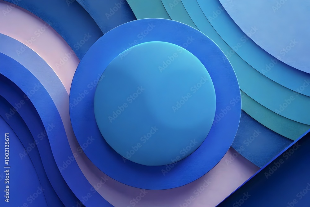 Poster dynamic blue circular layers artistic abstract design background