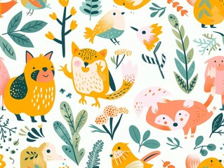 Tropical Paradise Animal Seamless Pattern – Perfect for Print and Web