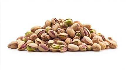 Fototapeta premium A healthy pile of unshelled and shelled pistachios showcasing their vibrant green color and natural texture