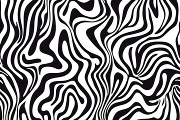 Wavy Black Fluid Lines Texture on white and transparent background. PNG