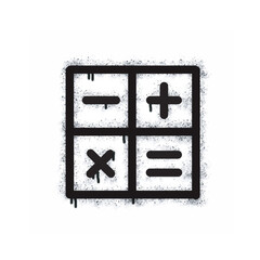 
Spray painted Graffiti calculator icon isolated on white background. graffiti calculator icon with overspray in black on white. Vector illustration.