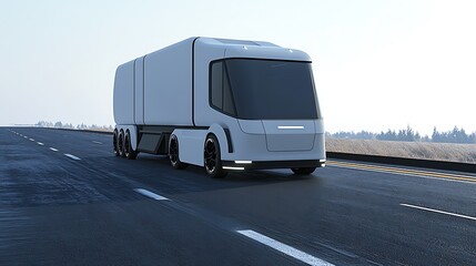 Obraz premium Autonomous Delivery Truck on Deserted Road