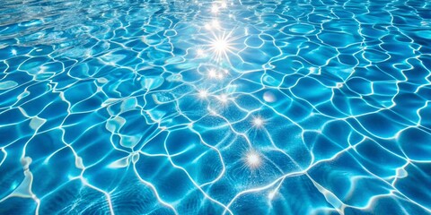 Obraz premium Clear Blue Swimming Pool Water with Sunlight Reflections Creating Abstract Patterns and Ripples