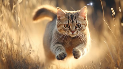 Obraz premium A playful cat chasing after a laser pointer, capturing the energetic and lively nature of felines in action.