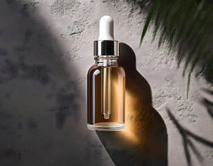 Naklejka premium Cosmetic Serum Bottle on Concrete Background