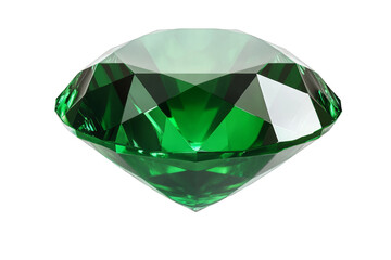 Faceted emerald stone on transparent background