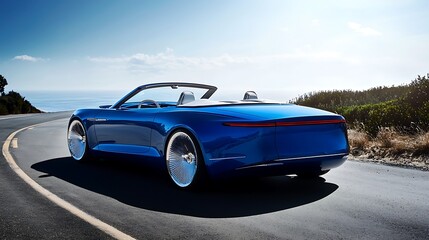 Luxury Convertible Car on Empty Road