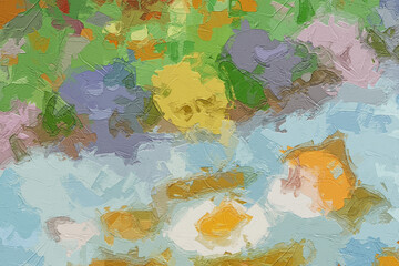 Oil paintings and various flowers, lotus leaves, lotus flowers, fish, horses, cats, dogs, beautiful scenery