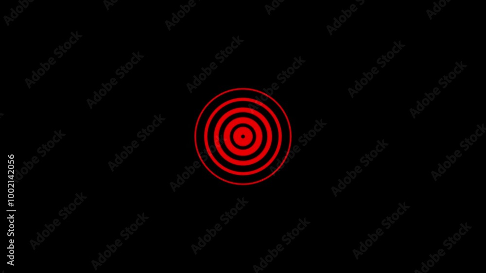 Poster abstract beautiful signal circle radio waves, red color neon radio wave animated, radio wave black s