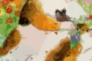 Oil paintings and various flowers, lotus leaves, lotus flowers, fish, horses, cats, dogs, beautiful...