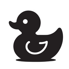 Rubber Duck silhouette - vector  of Rubber Duck - black and white duck rubber 