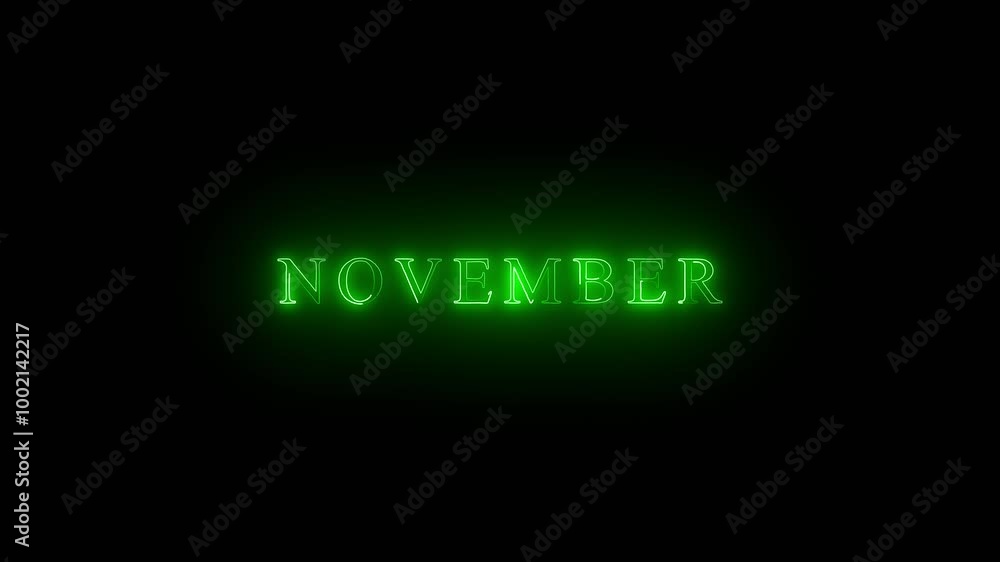 Poster neon month name november text icon animation backgroun