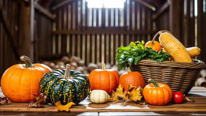 Autumnal Harvest in a Rustic Barn