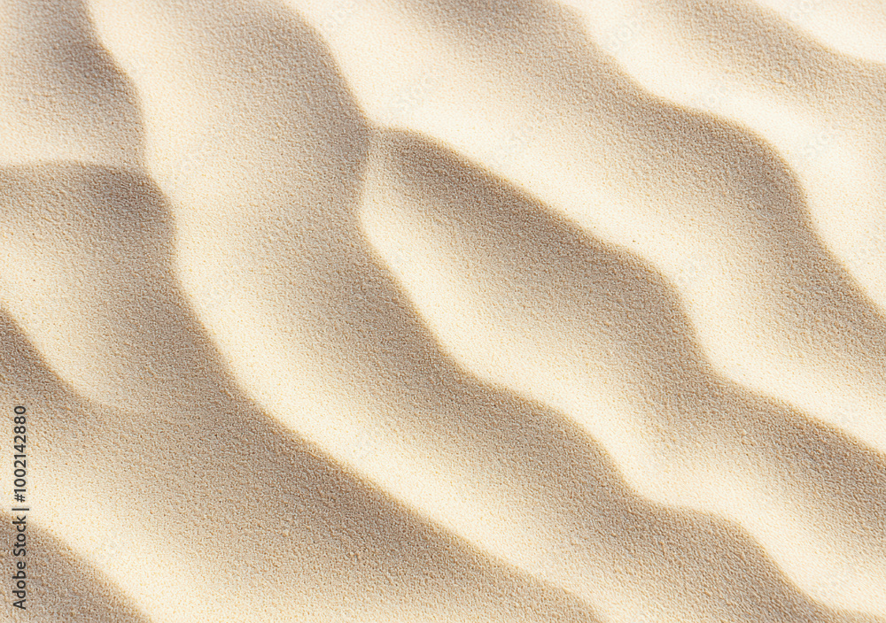 Poster aerial view of smooth wavy sand dune texture background forming wavy lines