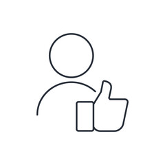  User tagged with a like.Vector linear icon isolated on white background.