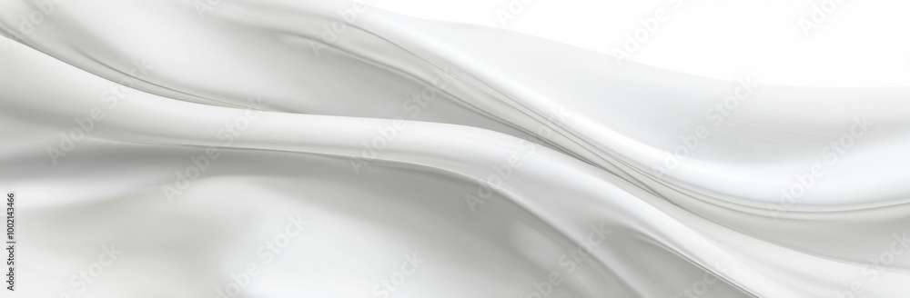 Poster White satin fabric flowing creating abstract waves background