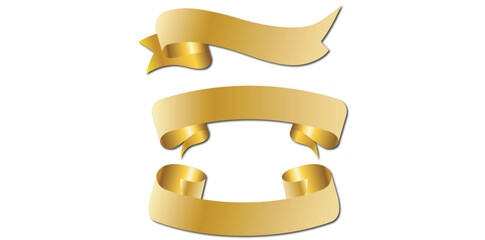 Obraz premium Realistic Golden Ribbon Banners Vector Illustration. 